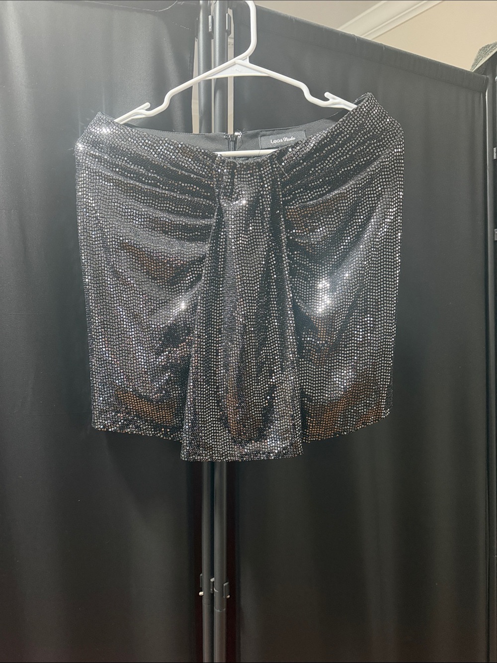 Lea & Viola Black Sequin Mini Skirt with Shine